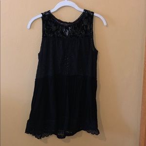 Black Knox Rose Mixed Media Tank eyelets and lace